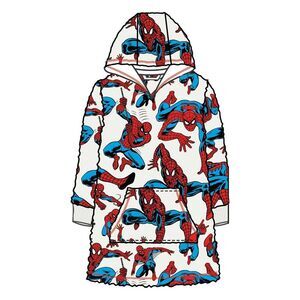 Spider-Man Childrens/Kids All-Over Print Soft Sherpa Lined Oversized Blanket Hoo